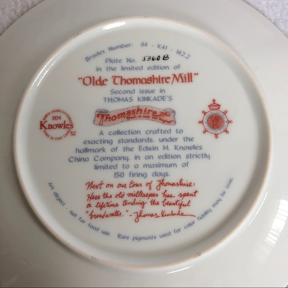 Thomas Kinkade’s “Olde Thomashire Mill” Plate - Picture 4 of 6